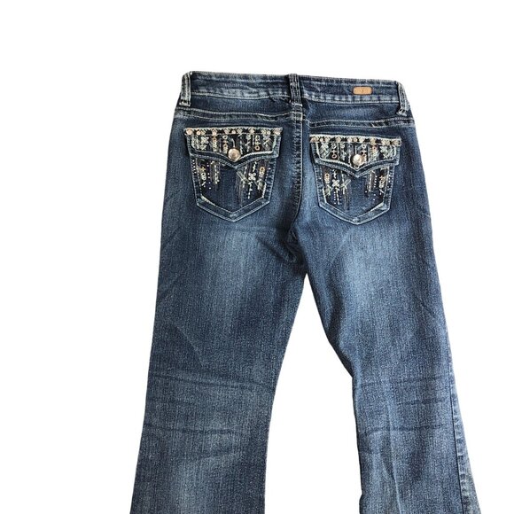 Red Camel Jeans Juniors 9 Bling Low Rise Distressed Embellished Bling Womens Pan - Picture 5 of 16